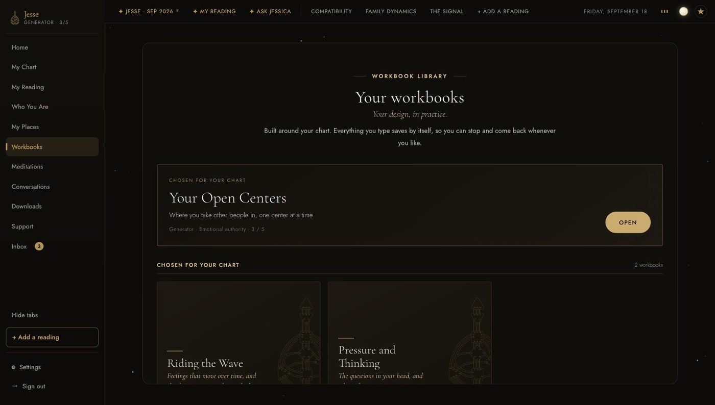 The Workbooks tab in the dark theme: the same Chosen for your chart shelf on near black.